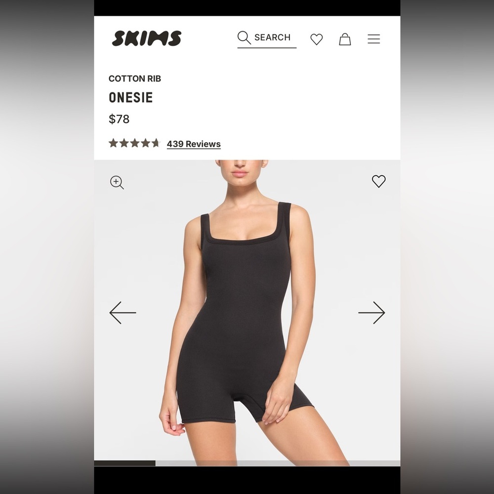 SKIMS Black Ribbed Shapewear Onesie